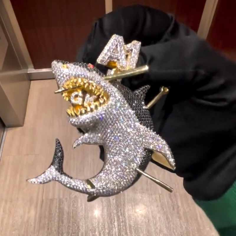 Moissanite Victimized Shark Pendant