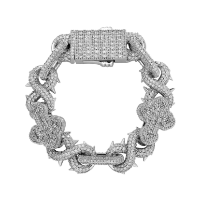 Moissanite Thorns Infinity Cross Cuban Bracelet
