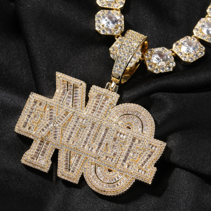 Moissanite "NO EXCUSEZ" Letter Pendant