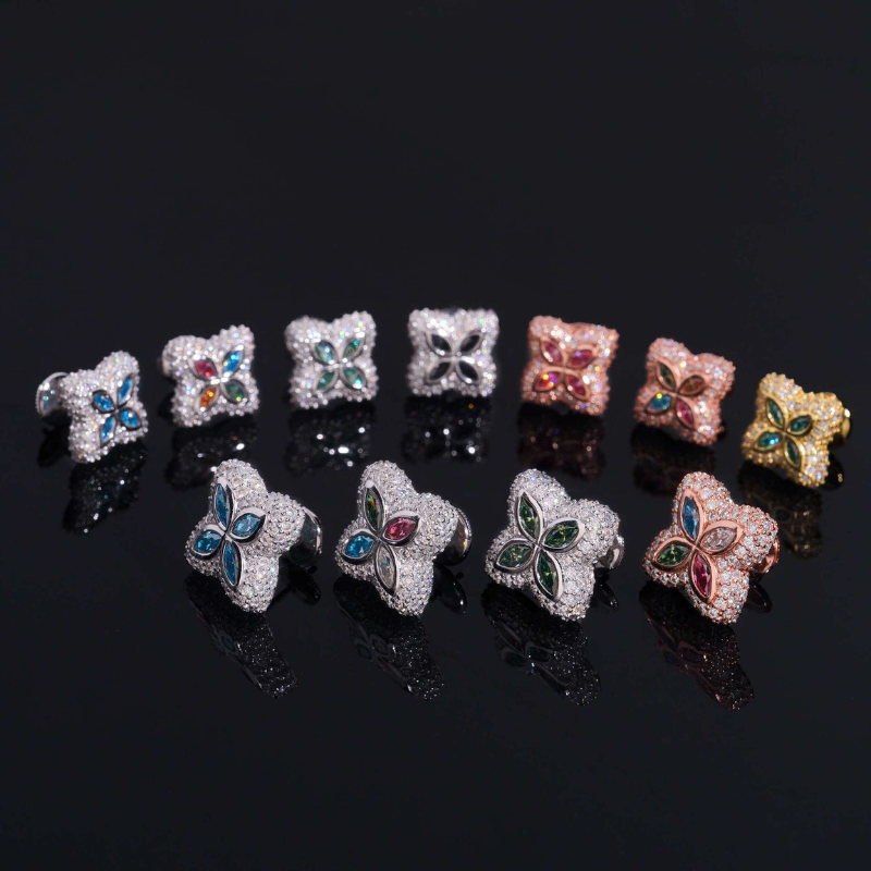 S925 Silver Moissanite Colorful Lucky Earrings