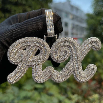 Moissanite Elegant Lettering Custom Pendant