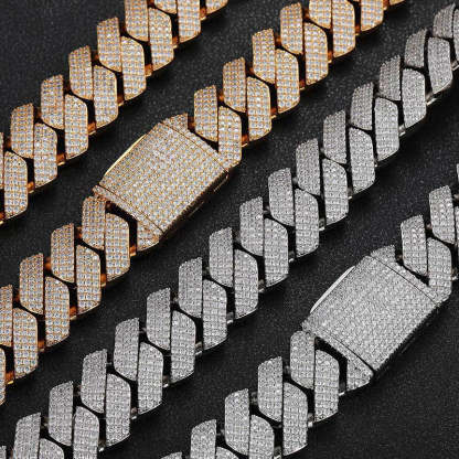 25mm Hip Hop Three Row Diamond Cuban Chain
