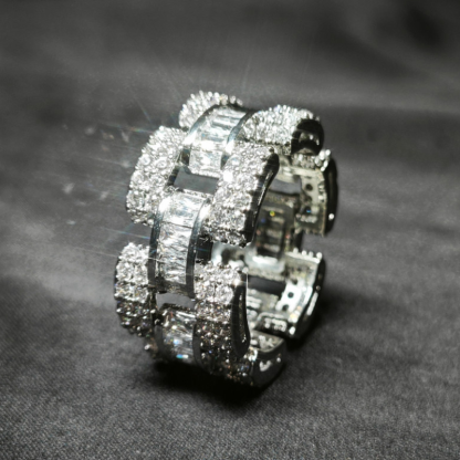 Moissanite Design Irregular Step Square Ring