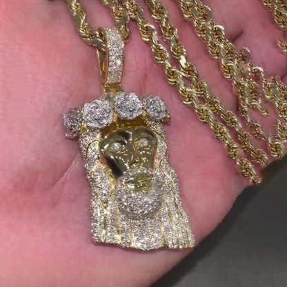 Moissanite Rose Headdress Jesus Pendant