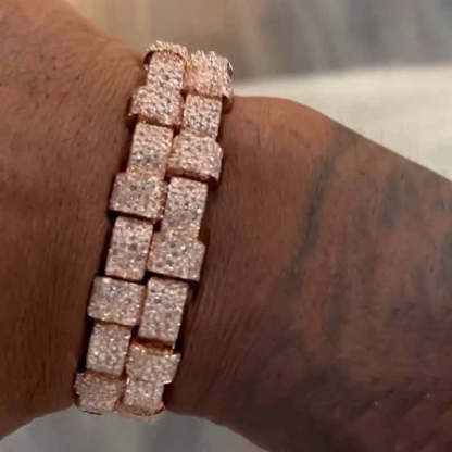 Moissanite Block Double Row Baguette Bracelet