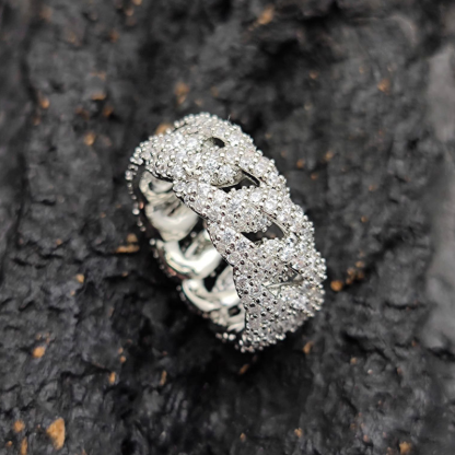 10mm Wide Moissanite Sparkling Full Diamond Cuba Ring