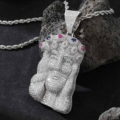 Moissanite Gems Embellish the Crown Jesus Pendant