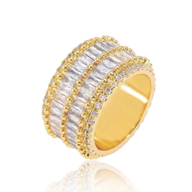 Moissanite Luxury Sparkling Hip-Hop Baguette Ring