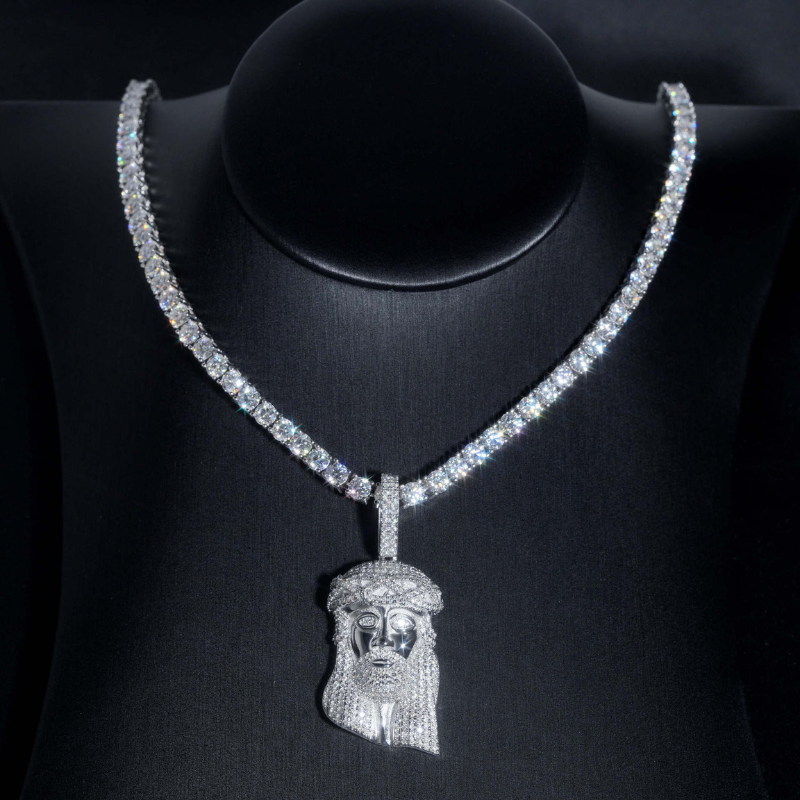 S925 Silver Moissanite Hip Hop Jesus Pendant