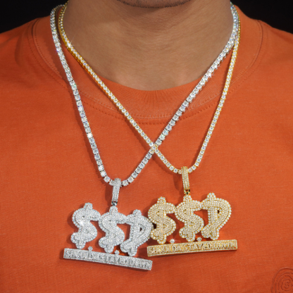 Moissanite Hip Hop Dollar Sign "SSD" Letter Pendant