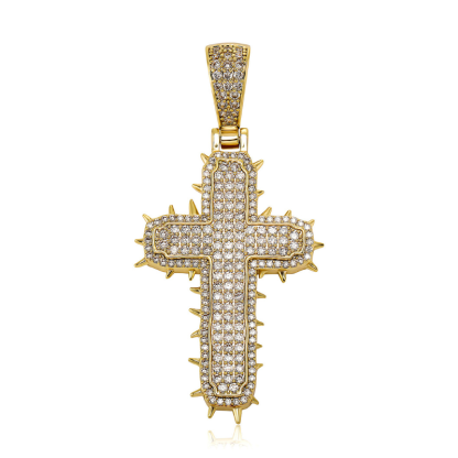 Moissanite Cactus Thorn Cross Pendant