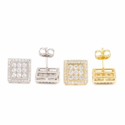 S925 Moissanite Hip Hop Square Earrings