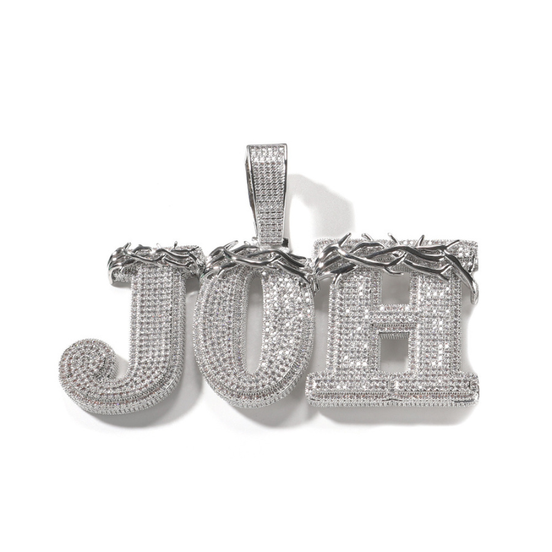 Moissanite Hip Hop Crown of Thorns Custom Letter Pendant