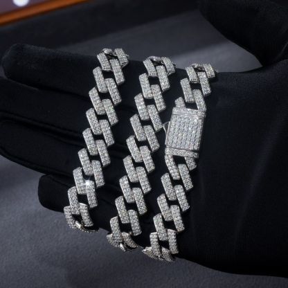 8/10mm VVS1 Moissanite Prong Cuban Chain in S925 Silver