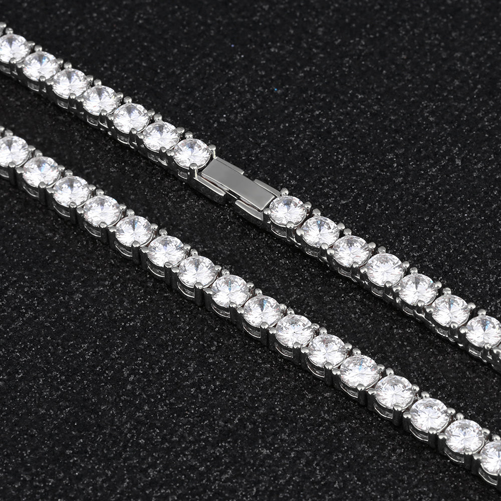 3mm Tennis Chain Bracelet for Men in White Gold KRKC