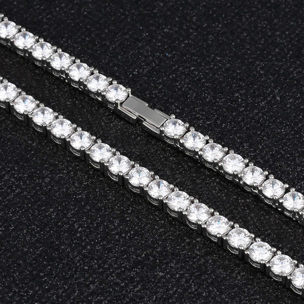 3mm Tennis Chain Bracelet for Men in White Gold KRKC