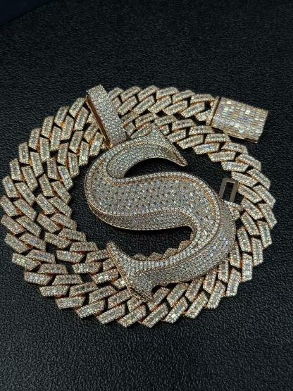 S925 Moissanite Letter S Pendant Set