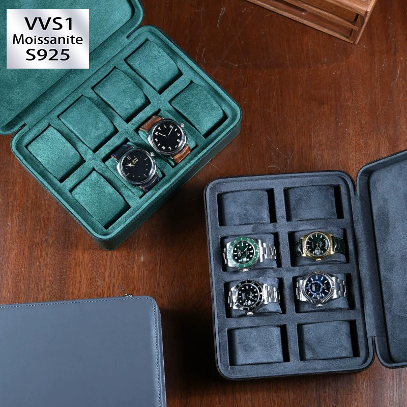 8-Slot Portable Genuine Leather Travel Organizer Case