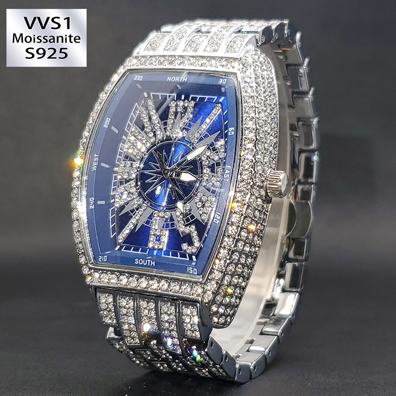 Moissanite Paved Avant-Garde Digital Watch