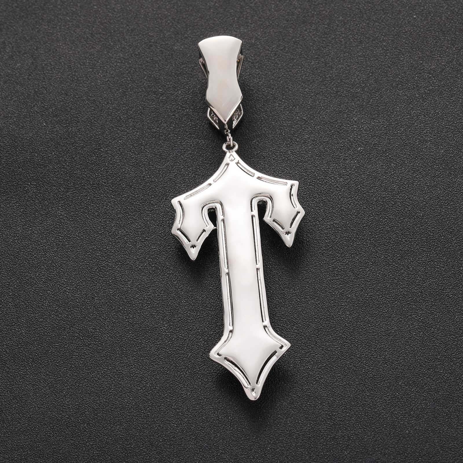 Ice Out Great Sword Cross Moissanite Pendant Chain Set