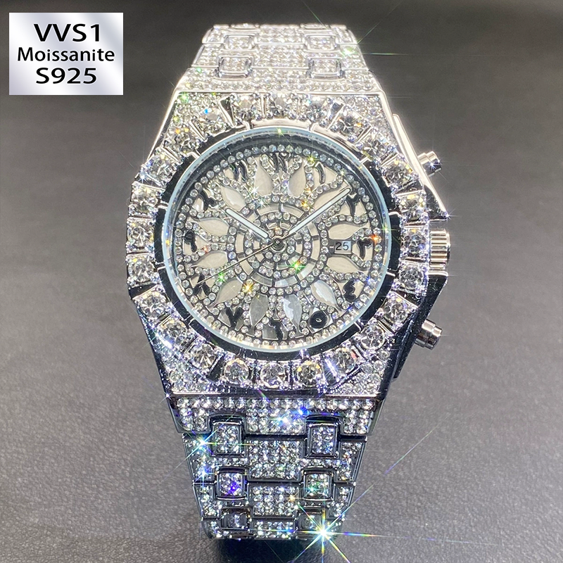 Niche-design moissanite watch with Arabic numeral markers