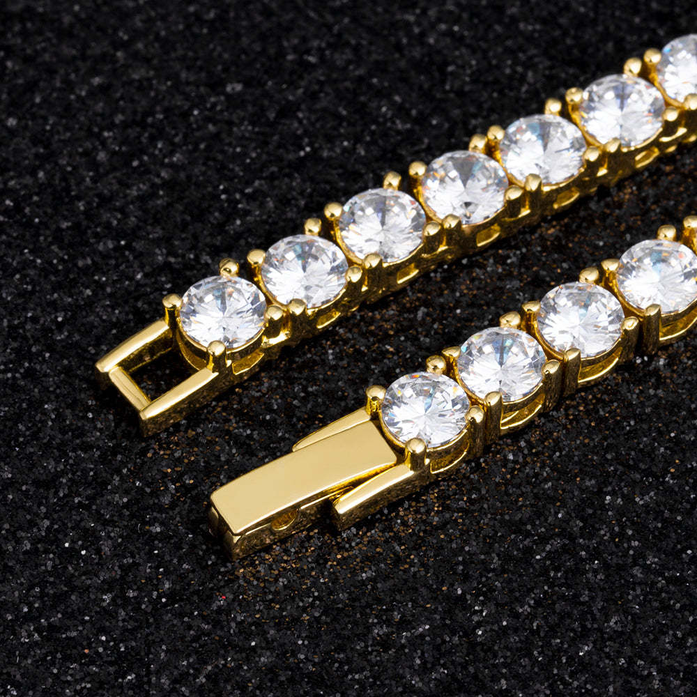 3mm CZ Diamond Tennis Bracelet for Men in 14K Gold KRKC