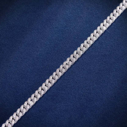 8mm Moissanite Cuban Link Chain in White Gold