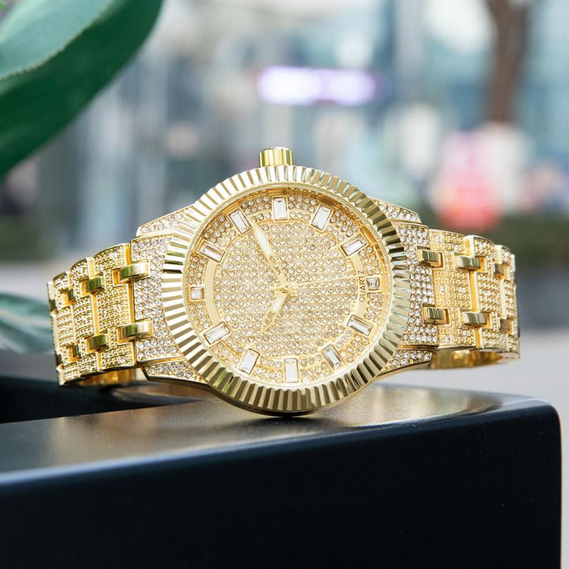 43mm Iced Baguette Cut Men's Watch in Gold