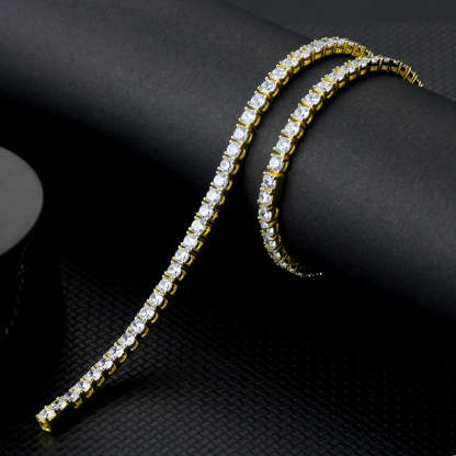 4mm 14K Gold CZ Diamond Mens Tennis Chain Necklace KRKC