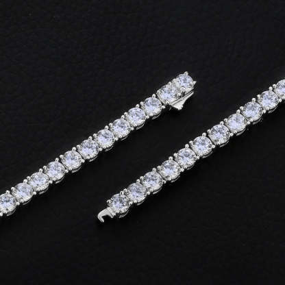 4mm Tennis Chain White Gold Plated-krkcom
