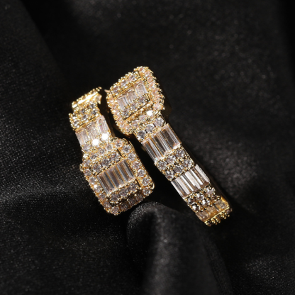 Moissanite Hip Hop Baguette Open Geometric Ring