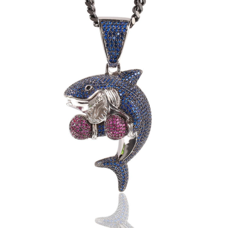 Moissanite Hip Hop Boxing Shark Pendant