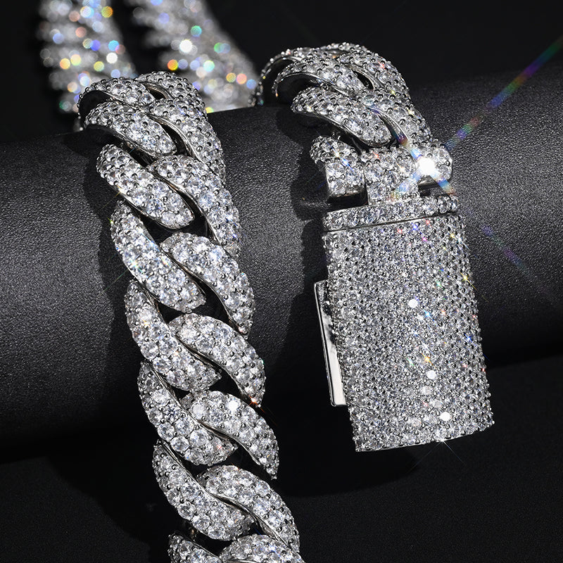 20mm Moissanite Hip-Hop Double-Row Heavy Cuban Chain