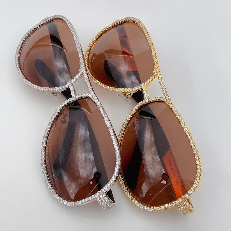 Moissanite Hip-Hop Brown Sunglasses