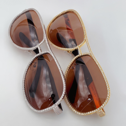 Moissanite Hip-Hop Brown Sunglasses