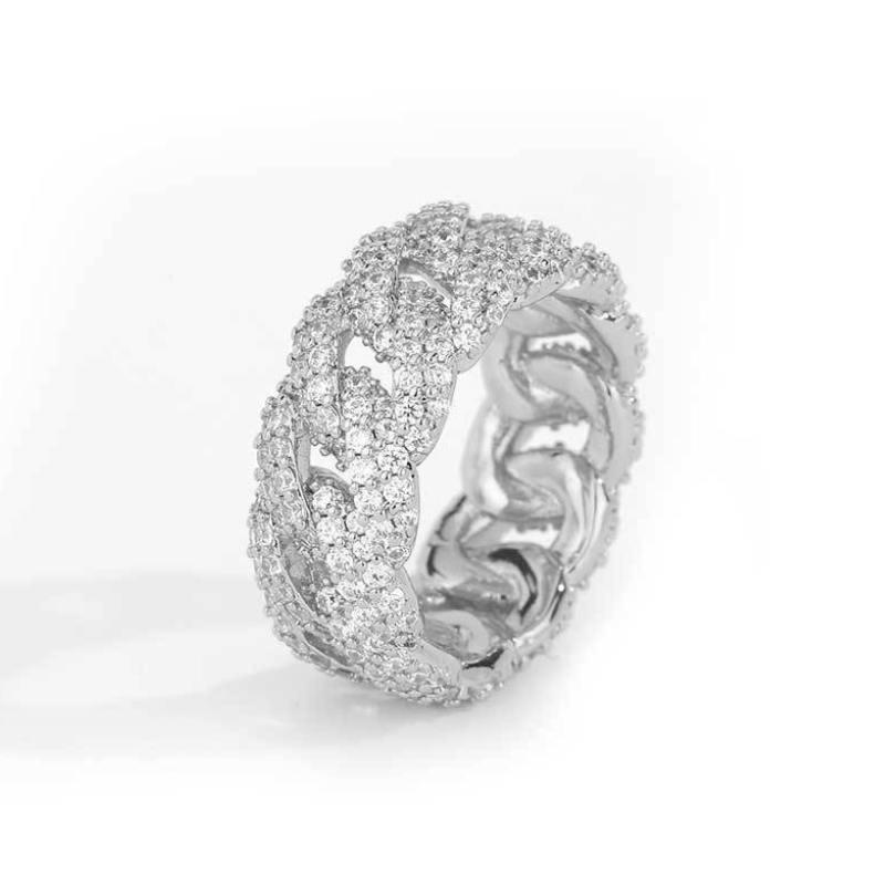 10mm Wide Moissanite Sparkling Full Diamond Cuba Ring