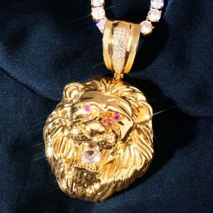 Moissanite Polished Lion Pendant