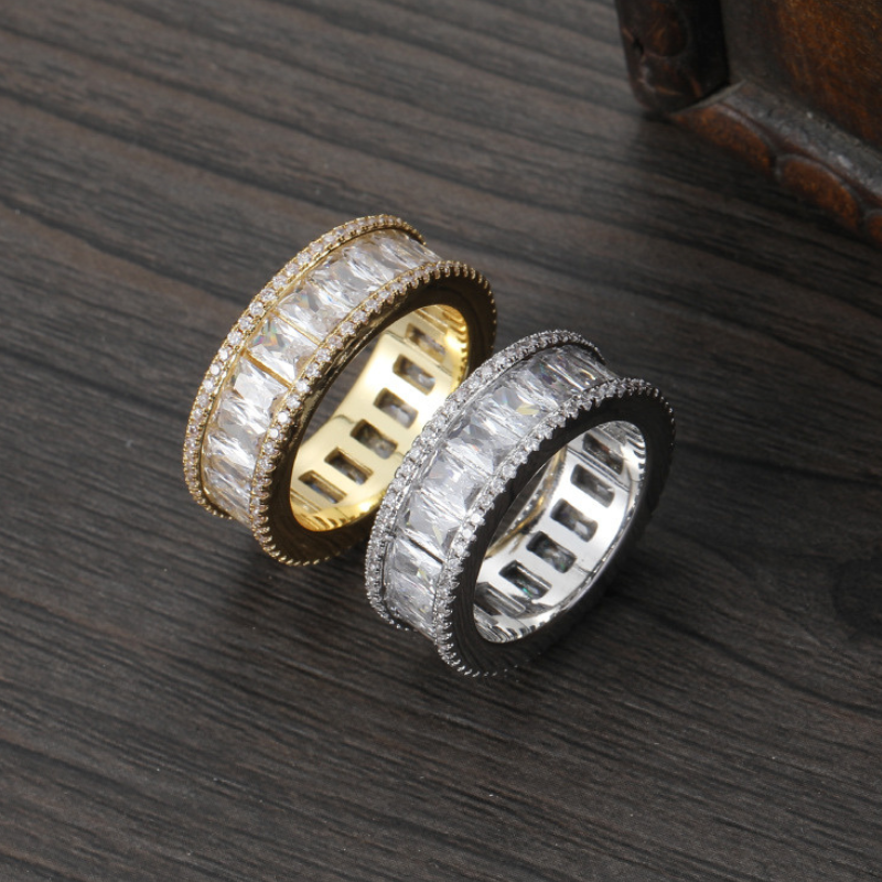 Moissanite Hip Hop Rectangular Full Diamond Ring