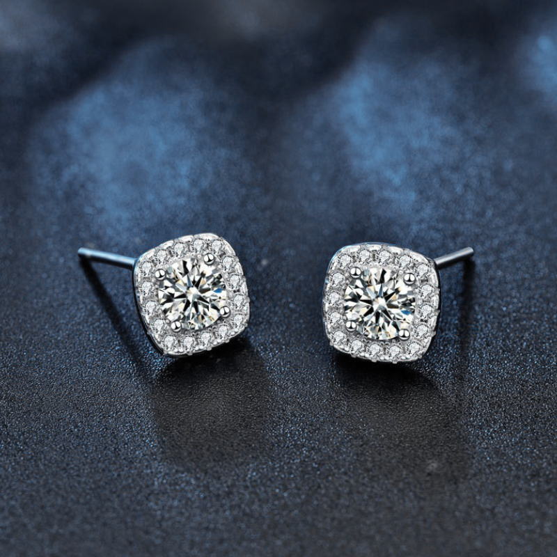 Valentine's Day S925 Moissanite Emerald Cut Square Diamond Gift Box Three-piece Set