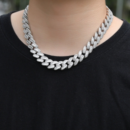 15mm Moissanite T Square Ice Out Diamond Cuban Chain