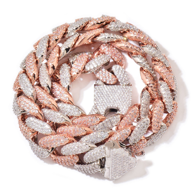 18mm Moissanite Hip Hop Crescent Buckle Cuban Chain