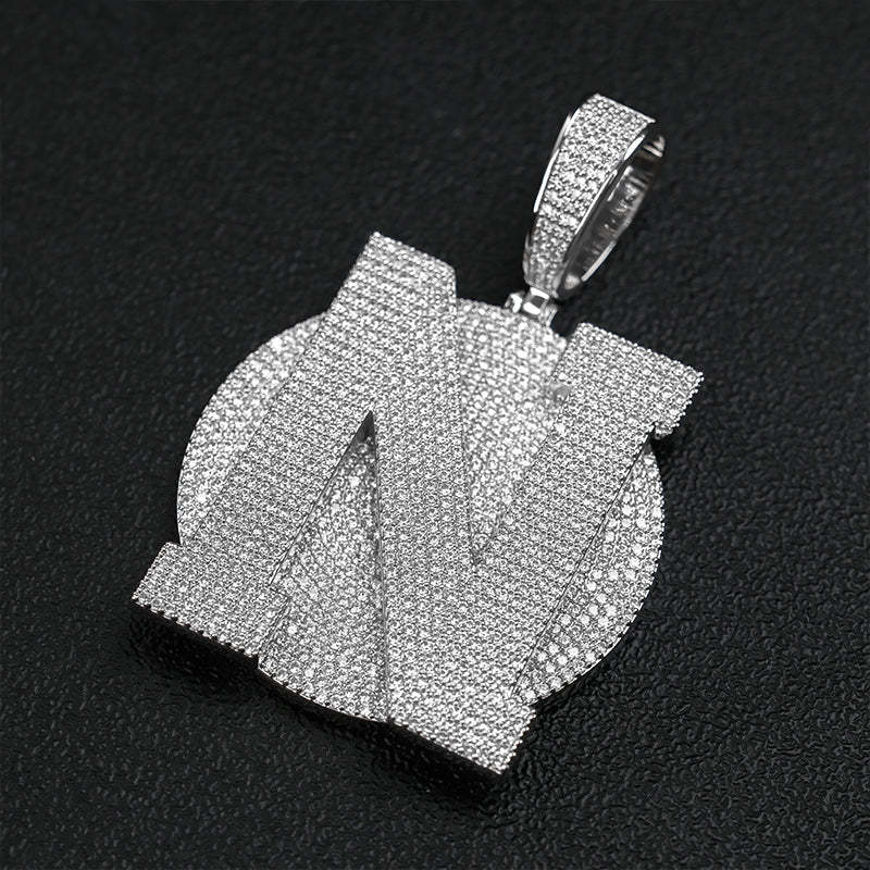 Large Round Disc Moissanite Custom Letter Pendant