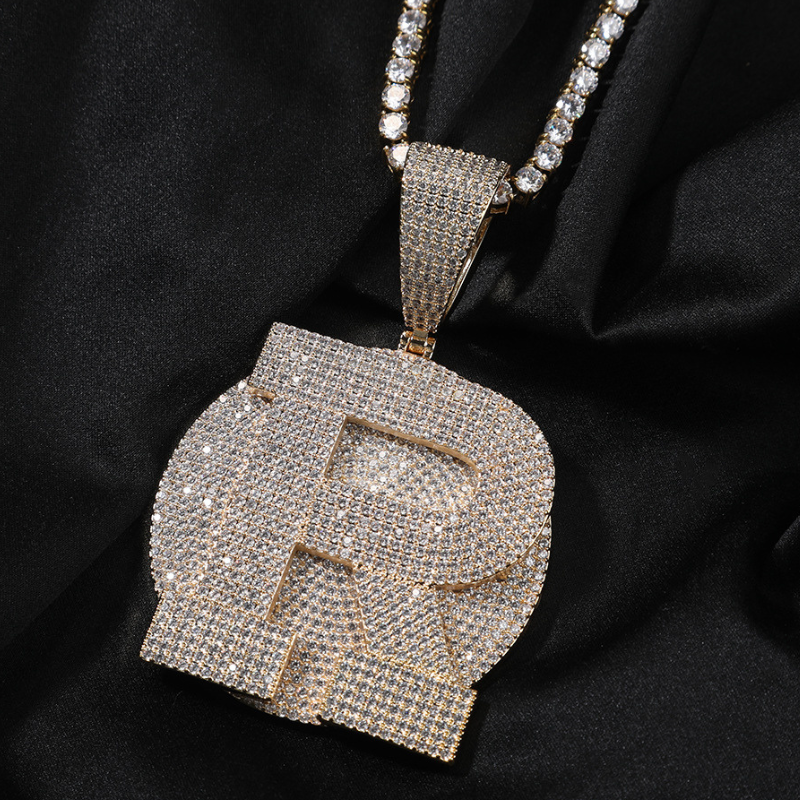 Moissanite Round Base Custom Large Letter Pendant