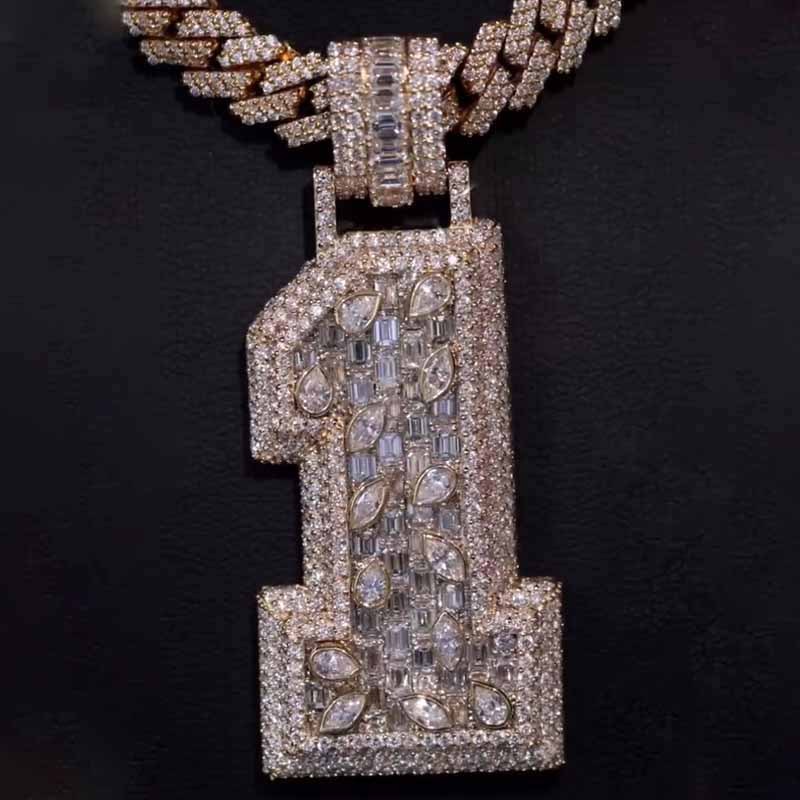 Moissanite Vine Number 1 Pendant