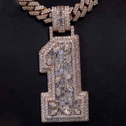 Moissanite Vine Number 1 Pendant