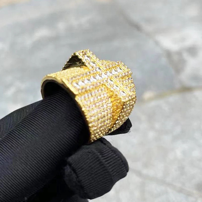 Moissanite Sleeve Cross Ring