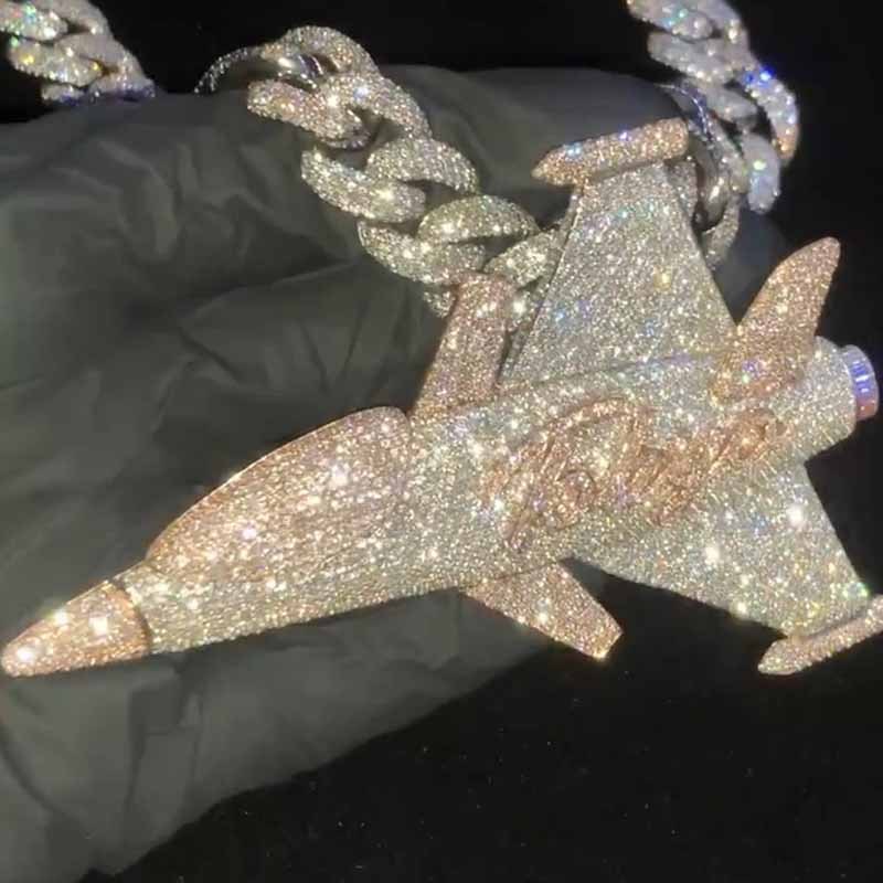 Moissanite "To Life" Letter Airplane Pendant