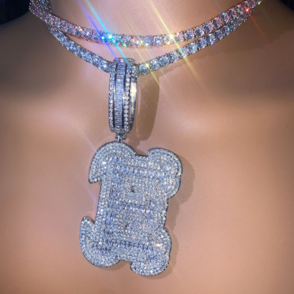 Moissanite Hip Hop Creative Floral Letters Custom Pendant