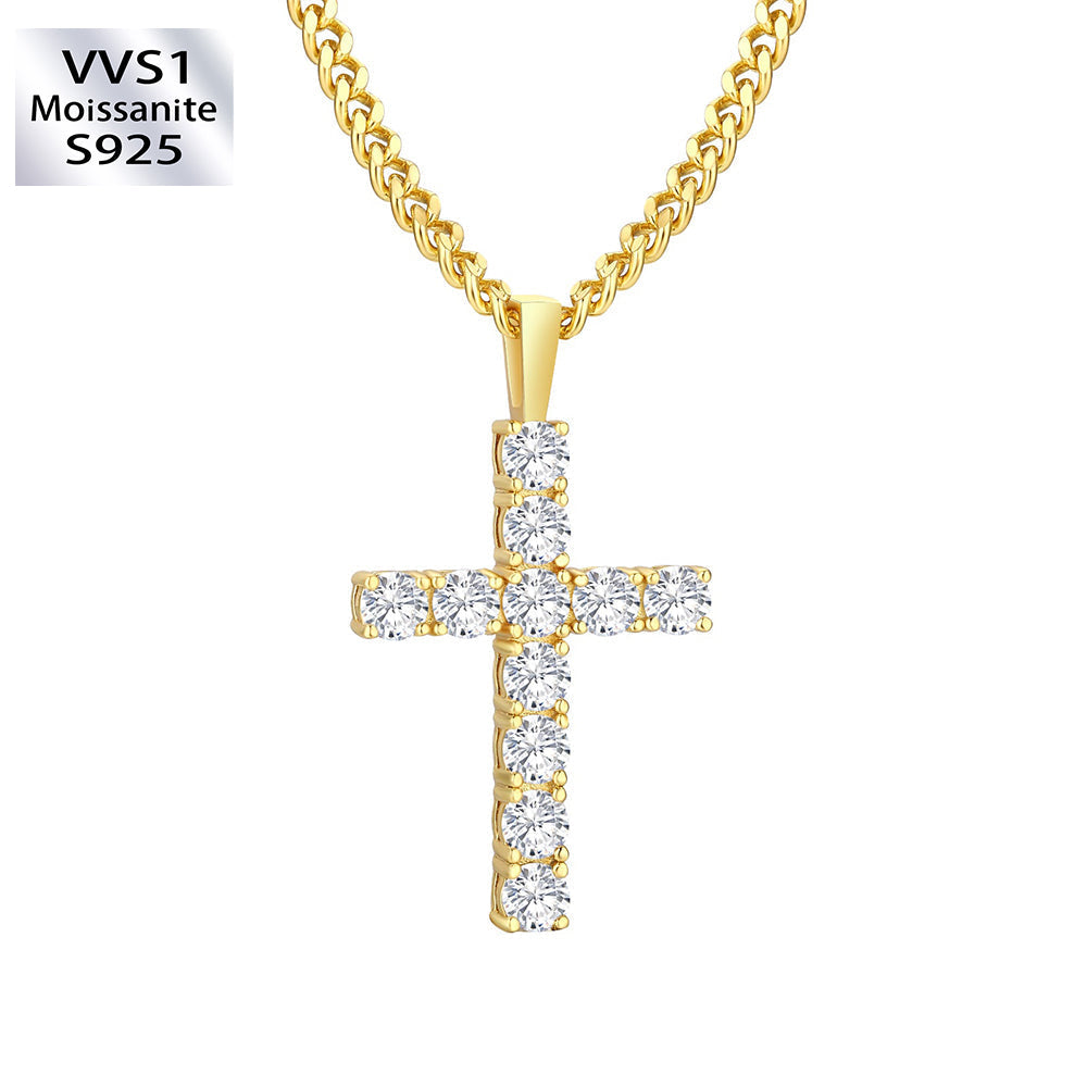 0.5 Carats VVS1 Moissanite Cross Pendant for Men 14K Gold/ White Gold