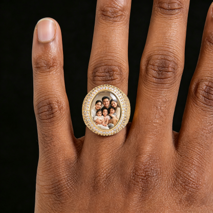 Moissanite Custom Oval Photo Ring